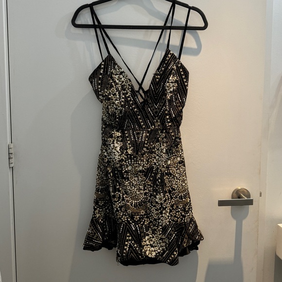 PRINCESS POLLY black embellished mini dress - Picture 1 of 3